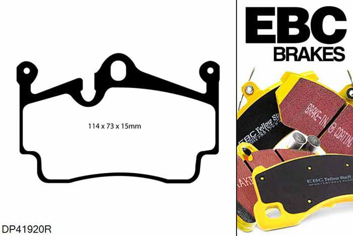 DP41920R, Porsche Cayman (Cast Iron Discs only), 3.4 S 325 PK Cayman (Cast Iron Discs only), EBC Yellowstuff remblokken set achteras Voor modellen met Brembo remklauwen aan de achteras