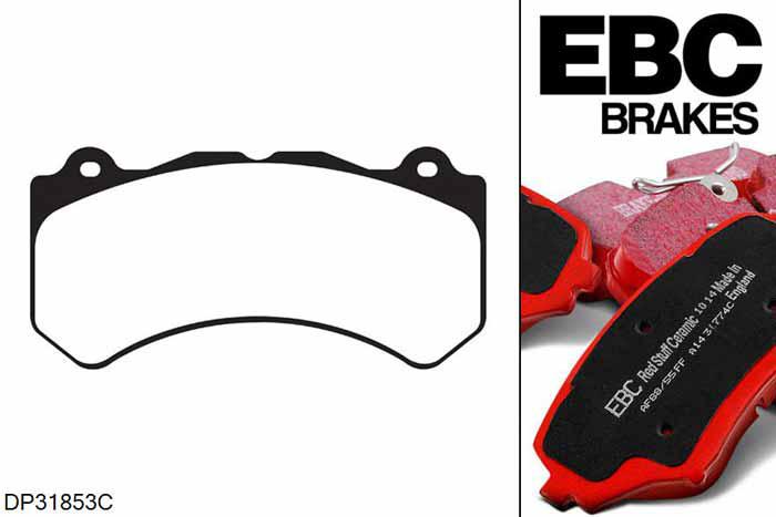 DP31853C, Chevrolet Camaro (5th Gen), 6.2 Supercharged 2011-2015, EBC Redstuff remblokken set vooras, Voor modellen met Brembo remklauwen aan de vooras, Voor modellen met een remschijf diameter 370mm