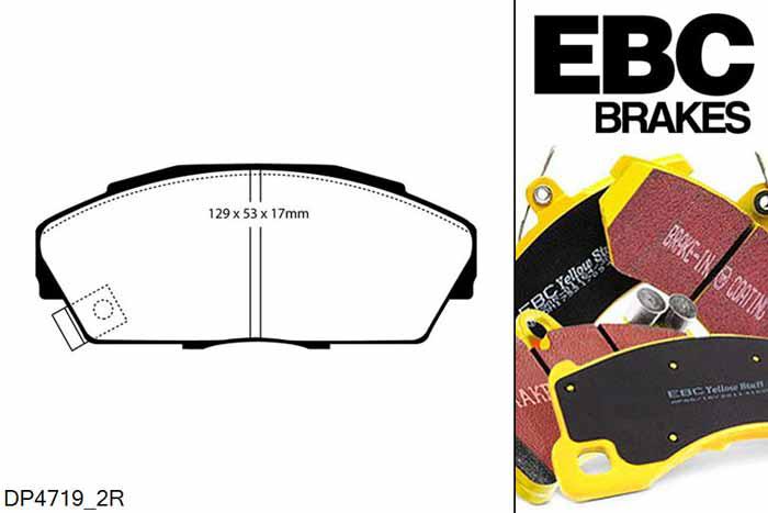 DP4719/2R, Honda Civic (4th Gen), 1.6 (EE) 1990-1991, EBC Yellowstuff remblokken set vooras, Voor modellen met Akebono remklauwen aan de vooras, Voor modellen met een remschijf diameter 262mm