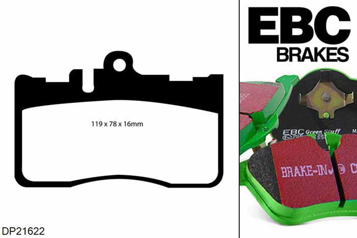 DP21622, Lexus LS430, 4.3 2000-2006, EBC Greenstuff remblokken set vooras, Voor modellen met een remschijf diameter 314mm