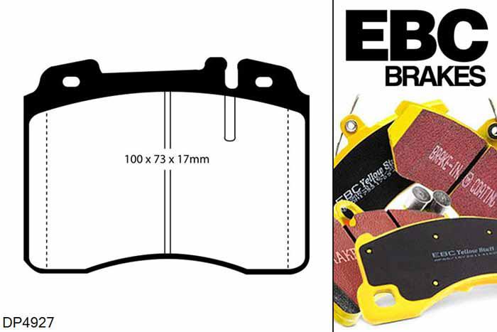 DP4927R, Mercedes SL-Class (R129), SL280 1996-1999, EBC Yellowstuff remblokken set vooras, Voor modellen met ATE remklauwen aan de vooras, Voor modellen met een remschijf diameter 300mm