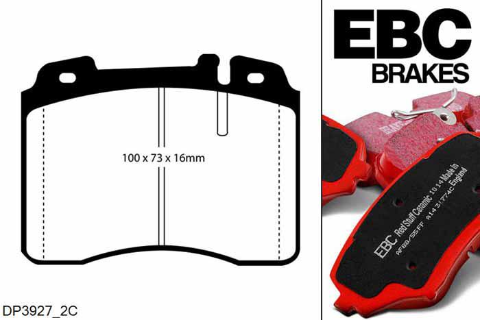 DP3927/2C, Mercedes E-Class (W124), E320 1993-1997, EBC Redstuff remblokken set vooras, Voor modellen met ATE remklauwen aan de vooras, Voor modellen met een remschijf diameter 294mm