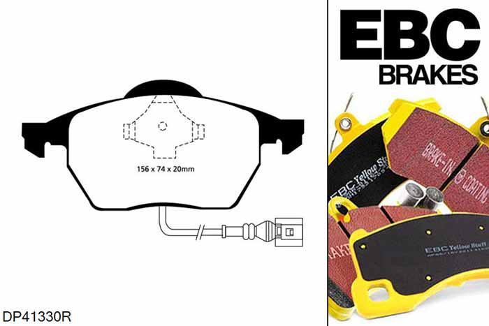 DP41330R, Audi A3 (8L), 1.9 TDI 130 PK 2000-2003, EBC Yellowstuff remblokken set vooras, Voor modellen met ATE remklauwen aan de vooras, Voor modellen met een remschijf diameter 288mm