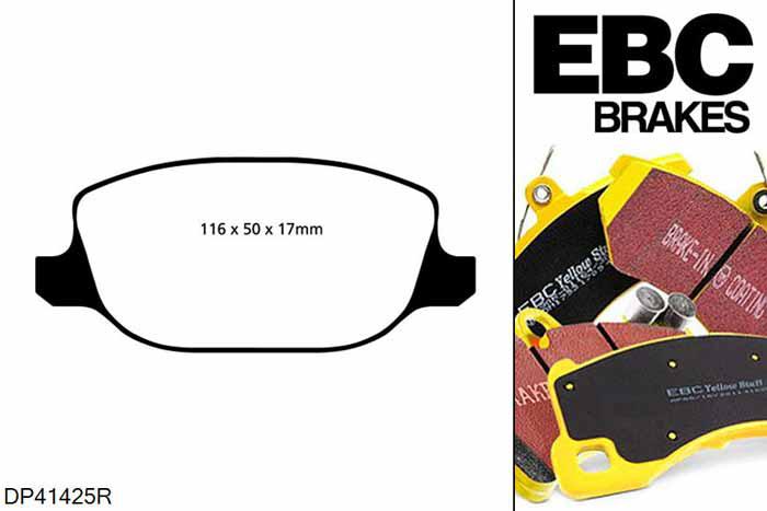 DP41425R, Alfa Romeo Spider, 3.2 260 PK Spider, EBC Yellowstuff remblokken set achteras Voor modellen met TRW remklauwen aan de achteras, Voor modellen met remschijf diameter van 292mm aan de achteras