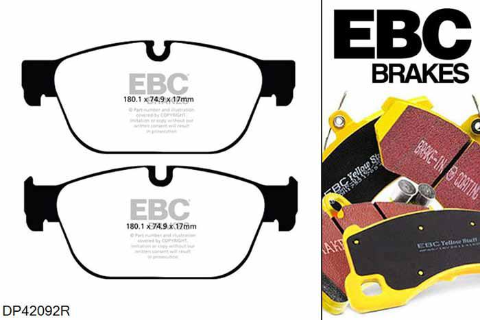 DP42092R, Citroen C5, 3.0 TD 2009-, EBC Yellowstuff remblokken set vooras, Voor modellen met ATE remklauwen aan de vooras, Voor modellen met een remschijf diameter 340mm