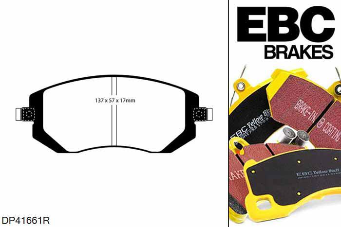 DP41661R, Subaru Impreza, 2.5 Turbo WRX 2007-2008, EBC Yellowstuff remblokken set vooras, Voor modellen met Tokico remklauwen aan de vooras, Voor modellen met een remschijf diameter 294mm