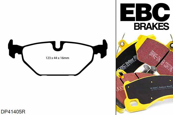 DP41405R, Saab 9-mei, 2.3 Turbo 185 PK 9-mei, EBC Yellowstuff remblokken set achteras Voor modellen met ATE remklauwen aan de achteras, Voor modellen met remschijf diameter van 286mm aan de achteras