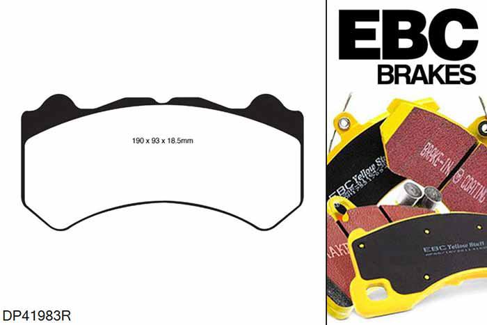 DP41983R, Nissan GT-R (R35), 3.8 Twin Turbo 523 PK 2011-2012, EBC Yellowstuff remblokken set vooras, Voor modellen met Brembo remklauwen aan de vooras, Voor modellen met een remschijf diameter 390mm