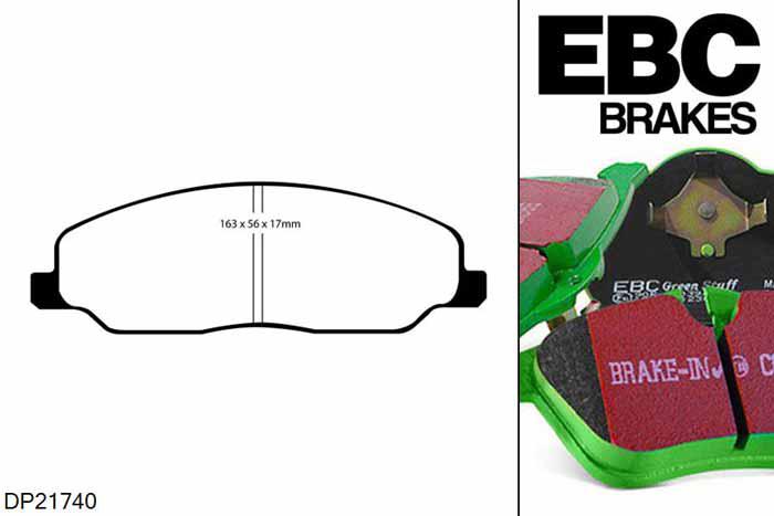 DP21740, Ford Mustang (5th Generation), 4.0 2005-2010, EBC Greenstuff remblokken set vooras, Voor modellen met een remschijf diameter 293mm