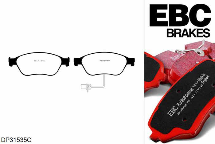 DP31535C, Audi A8 quattro (D3/4E), 4.2 350 PK 2006-2010, EBC Redstuff remblokken set vooras, Voor modellen met ATE remklauwen aan de vooras, Voor modellen met een remschijf diameter 360mm