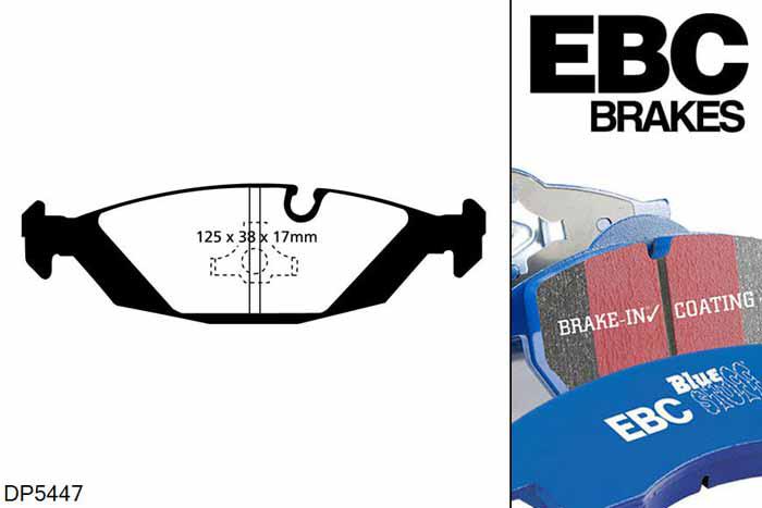 DP5447NDX, BMW 5 Series (E28), 518 (1.8) 1981-1987, EBC Bluestuff remblokken set achteras, Voor modellen met ATE remklauwen aan de achteras, Voor modellen met remschijf diameter van 284mm aan de achteras
