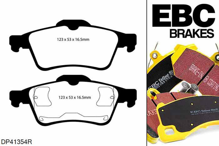 DP41354R, Mazda 3, 1.4 3, EBC Yellowstuff remblokken set achteras Voor modellen met ATE remklauwen aan de achteras, Voor modellen met remschijf diameter van 265mm aan de achteras