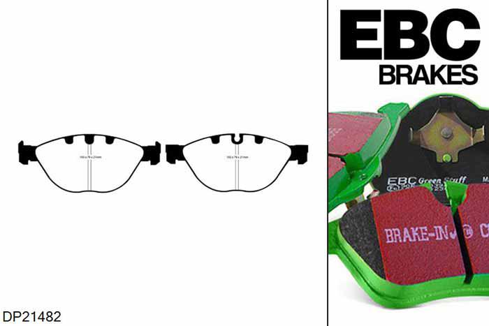 DP21482, BMW 5 Series (E60), 540 i (4.0) 2007-2010, EBC Greenstuff remblokken set vooras, Voor modellen met ATE remklauwen aan de vooras, Voor modellen met een remschijf diameter 348mm