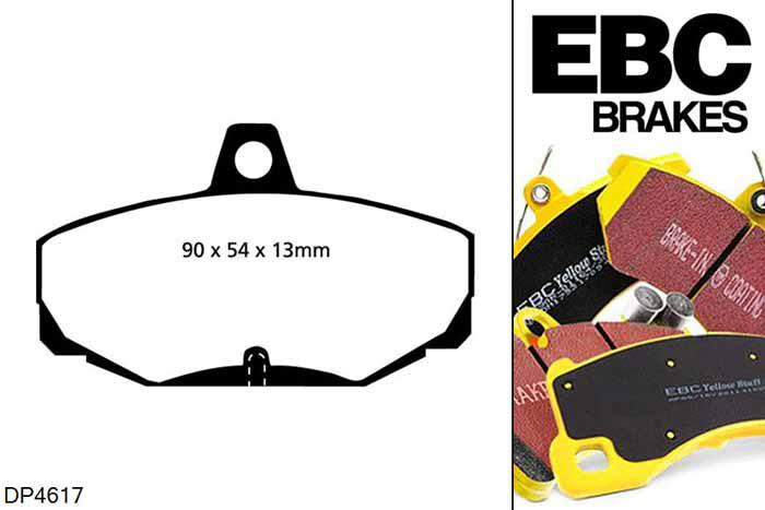 DP4617R, Ford Sierra, 2.0 Turbo Cosworth Sierra, EBC Yellowstuff remblokken set achteras Voor modellen met Girling/TRW remklauwen aan de achteras, Voor modellen met remschijf diameter van 253mm aan de achteras