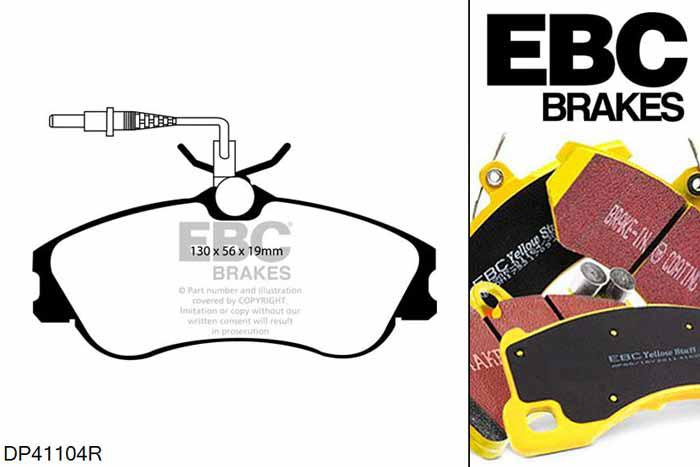 DP41104R, Citroen Xsara Estate, 1.8 16v 1998-2000, EBC Yellowstuff remblokken set vooras, Voor modellen met Girling/TRW remklauwen aan de vooras, Voor modellen met een remschijf diameter 266mm
