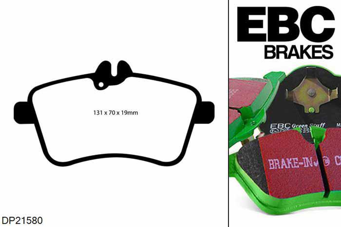 DP21580, Mercedes B-Class (W245), B200D (2.0TD) 2005-2012, EBC Greenstuff remblokken set vooras, Voor modellen met TRW remklauwen aan de vooras, Voor modellen met een remschijf diameter 288mm