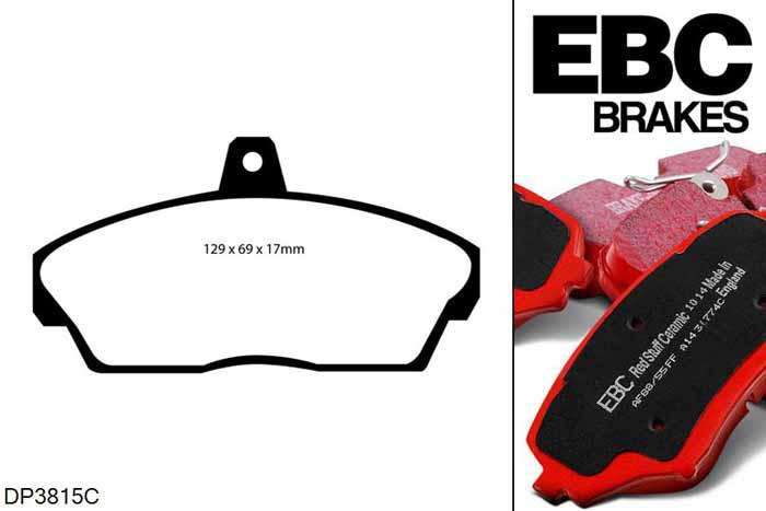DP3815C, Rover 25, 2.0 TD 1999-2005, EBC Redstuff remblokken set vooras, Voor modellen met Girling/TRW remklauwen aan de vooras, Voor modellen met een remschijf diameter 262mm