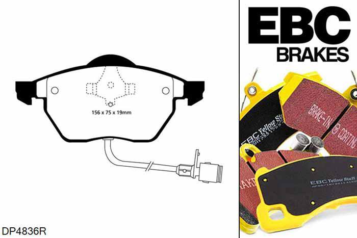 DP4836R, Audi A4 (B5), 2.6 1995-1997, EBC Yellowstuff remblokken set vooras, Voor modellen met ATE remklauwen aan de vooras, Voor modellen met een remschijf diameter 288mm
