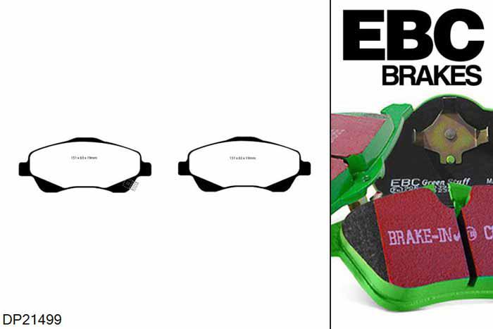 DP21499, Toyota Avensis, 2.2 TD 2005-2008, EBC Greenstuff remblokken set vooras, Voor modellen met Bosch remklauwen aan de vooras, Voor modellen met een remschijf diameter 295mm