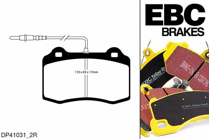 DP41031/2R, Peugeot 406 Coupe, 3.0 1997-2004, EBC Yellowstuff remblokken set vooras, Voor modellen met Brembo remklauwen aan de vooras, Voor modellen met een remschijf diameter 305mm