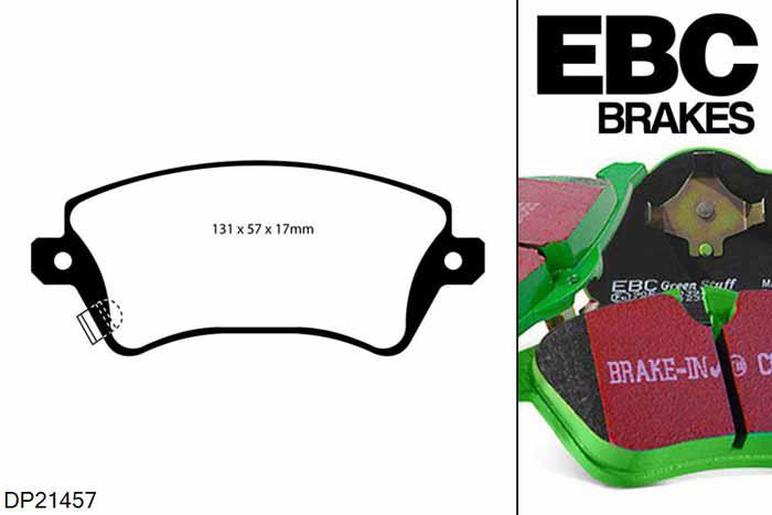 DP21457, Toyota Corolla, 1.8 (ZZE123) 190 PK 2002-2006, EBC Greenstuff remblokken set vooras, Voor modellen met een remschijf diameter 275mm