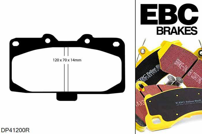 DP41200R, Nissan 300ZX, 3.0 (GZ32) (Not UK) 1989-1994, EBC Yellowstuff remblokken set vooras, Voor modellen met Sumitomo remklauwen aan de vooras, Voor modellen met een remschijf diameter 280mm