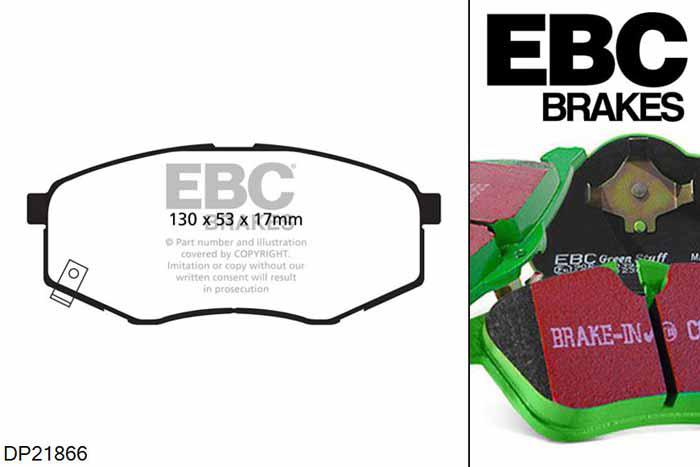 DP21866, Kia Soul, 1.6 TD 2014-, EBC Greenstuff remblokken set vooras, Voor modellen met een remschijf diameter 280mm