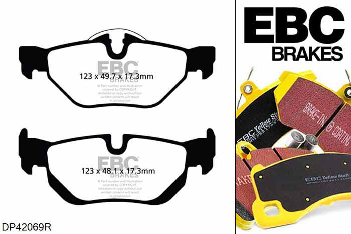 DP42069R, BMW 1 Series (E82) Coupe, 123 d (2.0 TD) 1 Series (E82) Coupe, EBC Yellowstuff remblokken set achteras Voor modellen met ATE remklauwen aan de achteras, Voor modellen met remschijf diameter van 300mm aan de achteras