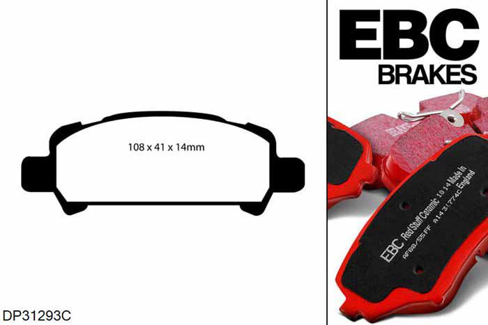 DP31293C, Subaru Impreza, 2.0 Sport 2000-2002, EBC Redstuff remblokken set achteras, Voor modellen met remschijf diameter van 266mm aan de achteras
