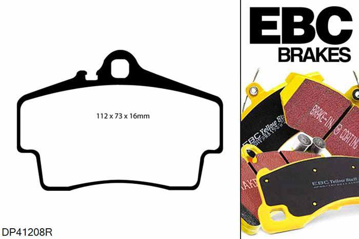 DP41208R, Porsche 911 (997) (Cast Iron Disc Only), 3.6 Carrera 4 911 (997) (Cast Iron Disc Only), EBC Yellowstuff remblokken set achteras Voor modellen met Brembo remklauwen aan de achteras, Voor modellen met remschijf diameter van 299mm aan de achteras
