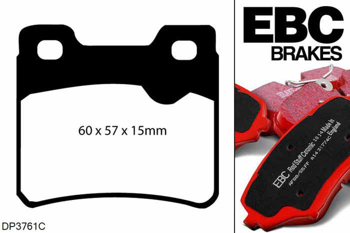 DP3761C, Opel Astra Cabriolet, 2.0 1993-1994, EBC Redstuff remblokken set achteras, Voor modellen met ATE remklauwen aan de achteras, Voor modellen met remschijf diameter van 260mm aan de achteras