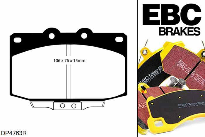 DP4763R, Mazda RX7, 2.6 Twin Turbo (1.3) (FD1) 1991-1997, EBC Yellowstuff remblokken set vooras, Voor modellen met een remschijf diameter 294mm