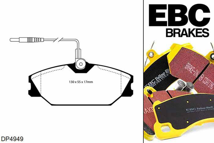 DP4949R, Renault Megane MK1 Coupe, 2.0 16v 1996-1999, EBC Yellowstuff remblokken set vooras, Voor modellen met Girling/TRW remklauwen aan de vooras, Voor modellen met een remschijf diameter 280mm