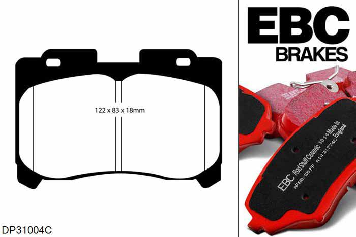 DP31004C, Toyota Celica, 2.0 Turbo GT4 (ST205) 1994-1999, EBC Redstuff remblokken set vooras, Voor modellen met een remschijf diameter 315mm