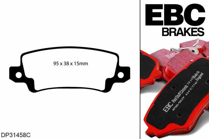 DP31458C, Toyota Corolla, 1.4 (ZZE120) 2002-2007, EBC Redstuff remblokken set achteras, Voor modellen met remschijf diameter van 259mm aan de achteras
