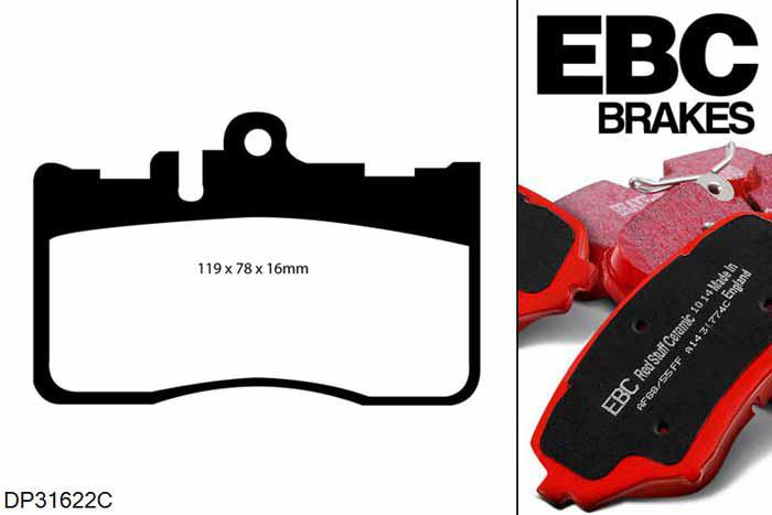 DP31622C, Lexus LS430, 4.3 2000-2006, EBC Redstuff remblokken set vooras, Voor modellen met een remschijf diameter 314mm