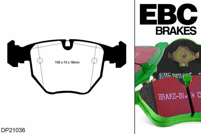DP21036, BMW 5 Series (E39), 530 d (2.9 TD) Touring 2000-2003, EBC Greenstuff remblokken set vooras, Voor modellen met ATE remklauwen aan de vooras, Voor modellen met een remschijf diameter 324mm
