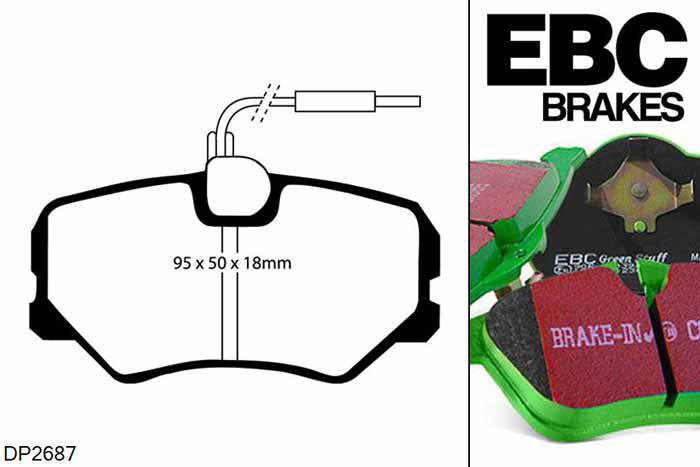DP2687, Citroen Saxo, 1.6 16v VTS 1996-2003, EBC Greenstuff remblokken set vooras, Voor modellen met Girling/TRW remklauwen aan de vooras, Voor modellen met een remschijf diameter 247mm