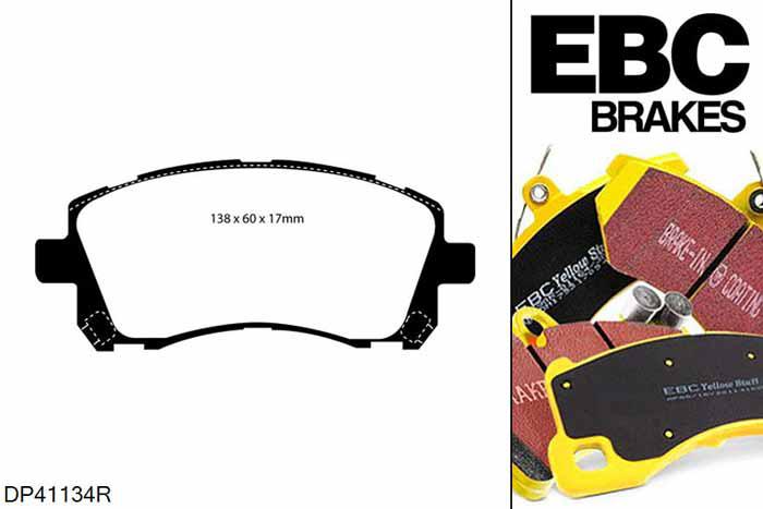 DP41134R, Subaru Impreza, 2.0 2000-2002, EBC Yellowstuff remblokken set vooras, Voor modellen met een remschijf diameter 277mm