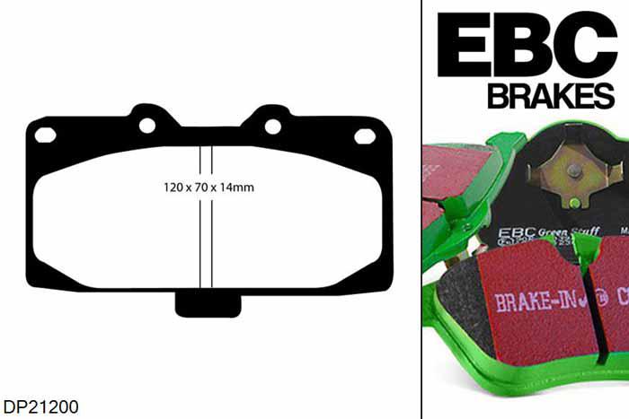 DP21200, Nissan 300ZX, 3.0 (GZ32) (Not UK) 1989-1994, EBC Greenstuff remblokken set vooras, Voor modellen met Sumitomo remklauwen aan de vooras, Voor modellen met een remschijf diameter 280mm