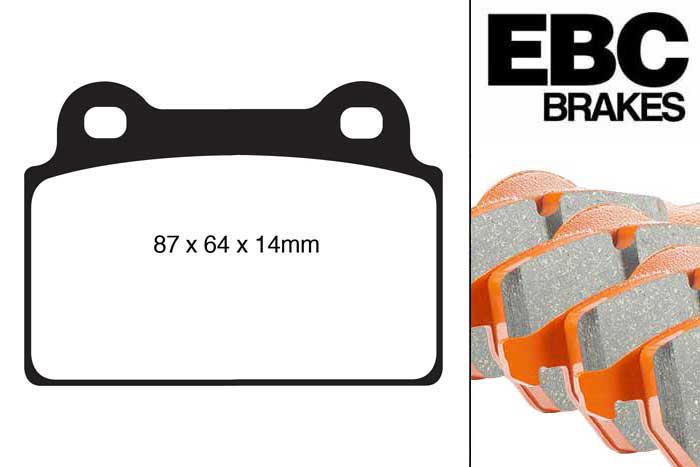 DP91985, Mitsubishi Lancer Evo 10, 2.0 Turbo 2008-2016, EBC Orangestuff remblokken set achteras, Voor modellen met Brembo remklauwen aan de achteras, Voor modellen met remschijf diameter van 330mm aan de achteras