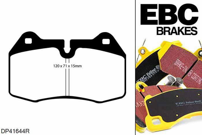 DP41644R, Nissan 350Z, 3.5 (Brembo) 2003-2009, EBC Yellowstuff remblokken set vooras, Voor modellen met Brembo remklauwen aan de vooras, Voor modellen met een remschijf diameter 324mm