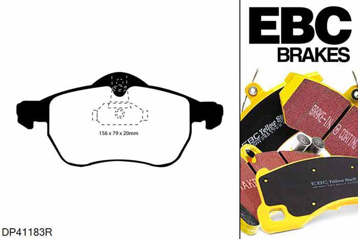 DP41183R, Opel Astra Coupe, 1.6 2003-2005, EBC Yellowstuff remblokken set vooras, Voor modellen met ATE remklauwen aan de vooras, Voor modellen met een remschijf diameter 280mm