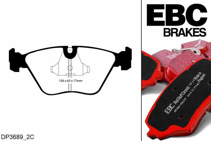 DP3689/2C, Jaguar XK8, 4.0 1996-1999, EBC Redstuff remblokken set vooras, Voor modellen met ATE remklauwen aan de vooras, Voor modellen met een remschijf diameter 305mm