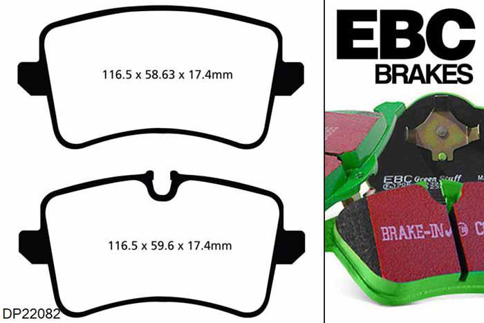 DP22082, Audi A6 allroad quattro, 3.0 TDI 204 PK 2012-, EBC Greenstuff remblokken set achteras, Voor modellen met TRW remklauwen aan de achteras, Voor modellen met remschijf diameter van 330mm aan de achteras
