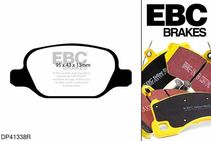 DP41338R, Lancia Musa, 1.6 TD Musa, EBC Yellowstuff remblokken set achteras Voor modellen met Girling/TRW remklauwen aan de achteras, Voor modellen met remschijf diameter van 240mm aan de achteras