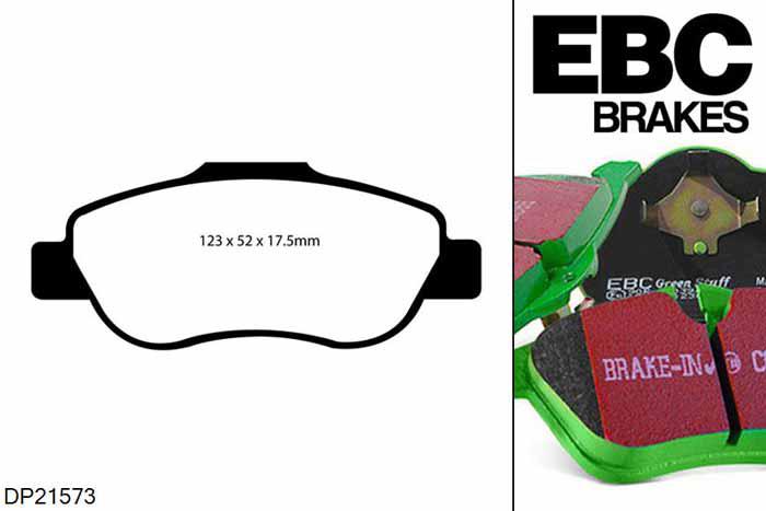 DP21573, Fiat Panda, 1.2 4x4 2004-2010, EBC Greenstuff remblokken set vooras, Voor modellen met een remschijf diameter 240mm