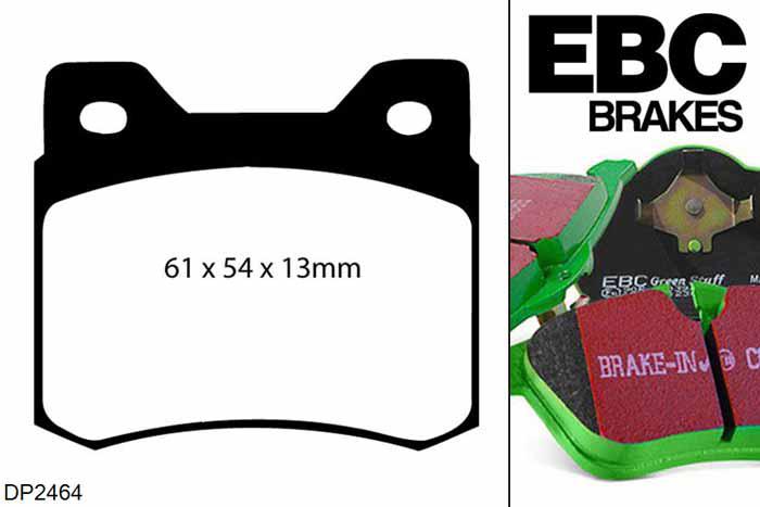 DP2464, Mercedes 190 (W201), 2.6 1986-1993, EBC Greenstuff remblokken set achteras, Voor modellen met ATE remklauwen aan de achteras, Voor modellen met remschijf diameter van 258mm aan de achteras