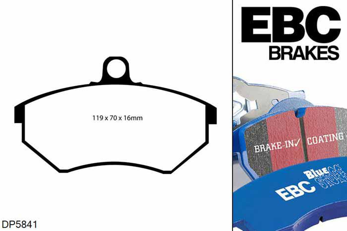 DP5841NDX, VW Passat, 1.8 Syncro G60 1988-1993, EBC Bluestuff remblokken set vooras, Voor modellen met Girling/TRW remklauwen aan de vooras, Voor modellen met een remschijf diameter 280mm