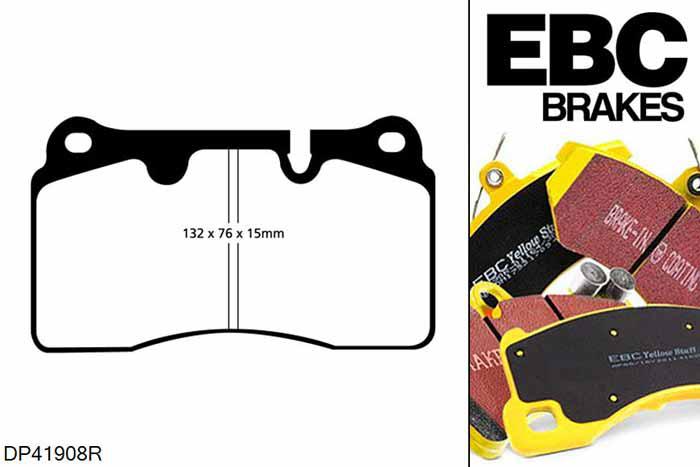 DP41908R, VW Touareg (1st Gen), 3.0 TDI 225 PK 2004-2010, EBC Yellowstuff remblokken set vooras, Voor modellen met Brembo remklauwen aan de vooras, Voor modellen met een remschijf diameter 330mm